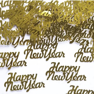 Pacote de confetes dourados de feliz ano novo .105 onças | Confete dourado NYE | Decoração de mesa para o Réveillon | Dispersão de mesa de ouro | Decorações de Réveillon