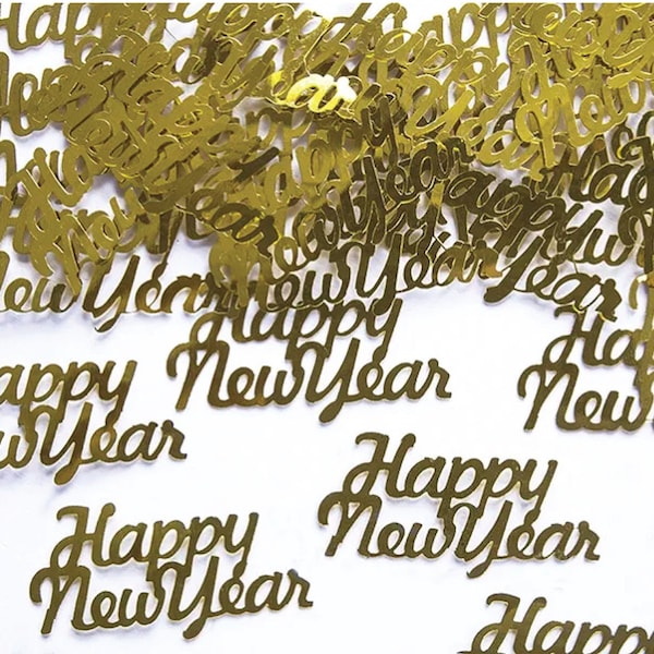 Gold Happy New Year Konfetti Pack .105oz | Gold NYE Konfetti | Silvester Tischdeko | Gold Tisch Scatter | Silvester Dekorationen