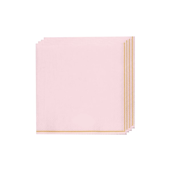 Pale Pink & Gold Stripe Dessert Napkins 20ct | Girls Birthday Napkins | Bridal Shower | Pink Baby Shower Dinner Napkins | Pink Party Decor