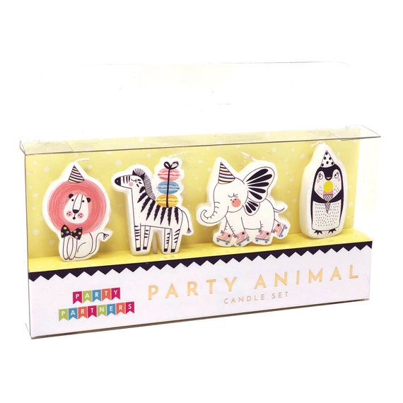 Party Animal Candle Set 4ct | Party Animals Birthday Candles | Wild One Birthday | Zoo Animals | Ice Cream Party | Pack of 4 Candles Il_570xn