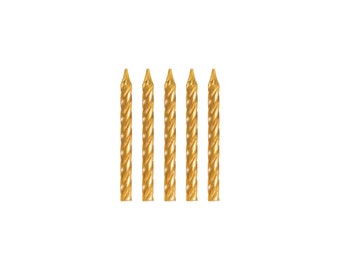 Gold Spiral Birthday Candles 24ct | Gold Cake Decor | Graduation Cake Toppers | Tropical Fiesta | New Year's Eve | Pirate | Wax Candles