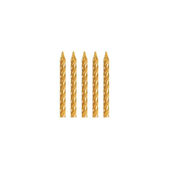 24 Pezzi Candele di Compleanno Lunghe,Candele di Compleanno Metalliche,Sottile Candele Oro con Supporti per La Decorazione Della Torta Della Festa Nuziale di Compleanno (Oro