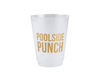 Poolside Punch Frosted Plastic Cups 8ct | Last Splash Bachelorette Party | Plastic Stadium Cups | Summer Pool Party Birthday | Beach Party