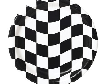 Checkered Flag Race Car Lunch Plates 8ct – Racing Birthday Party Decor