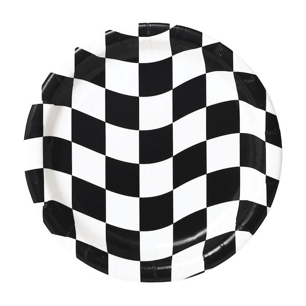 Classic Checkered Flag Lunch Plates 8ct  | Race Car Birthday Decor | Two Fast Birthday Party | Speedway Racing | Fast One Birthday Plates