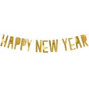 Gouden Gelukkig Nieuwjaar Banner 3ft | Feestdecoraties voor oudejaarsavond | Oudejaarsbanner | NYE-achtergrond | Gouden oudejaarsavond