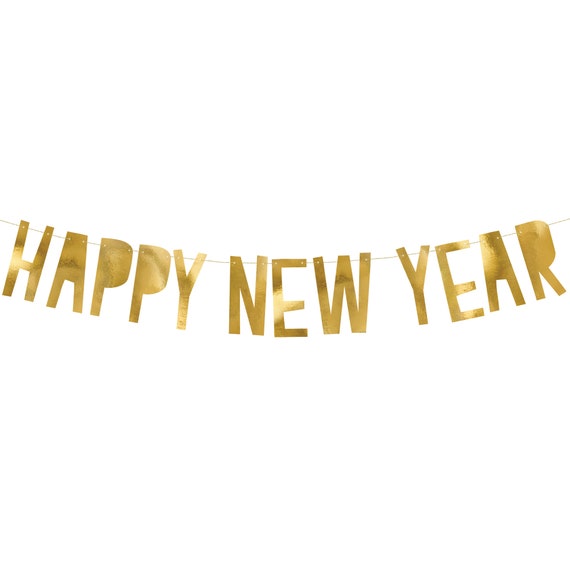 Gold Happy New Year Banner 3' | New Year's Eve Party Decorations | New Year's Eve Banner | NYE Backdrop | Gold New Year's Eve Il_570xn