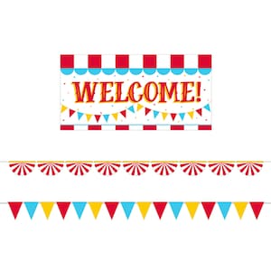 Carnival Welcome Sign & Banners Set 3pcs | Circus Party Signs | Carnival Birthday Party | County Fair Party | Carnival Baby Shower