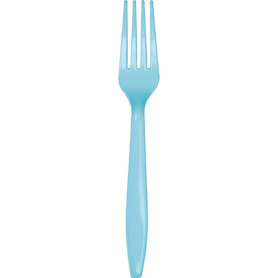 Pastel Light Blue Plastic Forks Service for 24 | Plastic Silverware | Party Utensils | Kids Birthday| Disposable Flatware | Boys Baby Shower Il_570xn