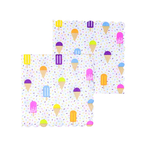 Ice Pop Dessert Napkins Ice Cream Birthday Party Ice Cream Social