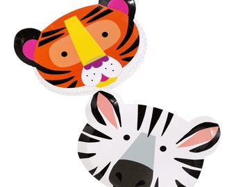 Safari Animal Plates 12ct | Zebra Plate | Tiger Plate | Jungle Birthday | Safari Party | Wild One | Two Wild | Assortment of 2 prints