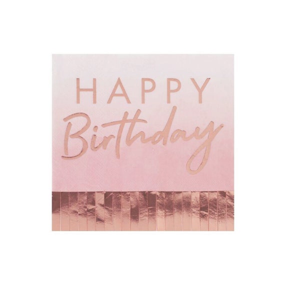 Rose Gold & Pink Ombre Fringe Large Napkins 16 ct | Milestone Birthday Party for Her | 21st Birthday | Sweet 16 Decor Il_570xn