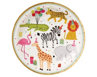 Party Animals Birthday Dinner Plates 8ct | Wild One Safari Birthday | Two Wild Jungle Birthday | Zoo Birthday | Calling all Party Animals