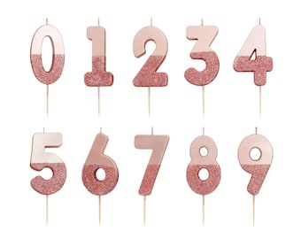 Birthday Cake Candle Rose Gold Candle Number Candle 60th Birthday Number Six Rose Gold Candle 16th, Age Candles Rose Gold 6 Candle