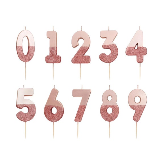 Rose Gold Glitter Dipped Number Birthday Candle 1st Birthday Etsy