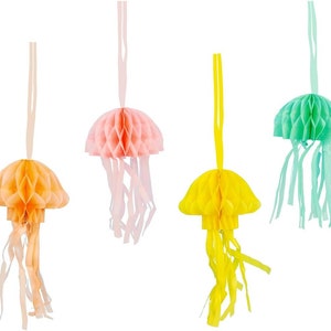 Under the Sea Jellyfish Honeycomb Decorations 8ct | Under the Sea Birthday | Mermaid Birthday Party | Mermaid Party Decor | Jellyfish Decor