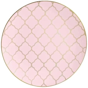 Hellrosa & Goldgitter Wiederverwendbare Kunststoff-Essteller 10ct | Rosa Party Dekor | Prinzessin Geburtstag Dekor | Brautparty | Mädchen-Babyparty