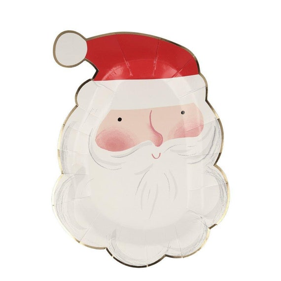 Jolly Santa Lunch Plates | Christmas Party Decorations | Kids Christmas Ideas | Santa Claus Tableware | Pack of 8 Meri Meri Paper Plates Il_570xn