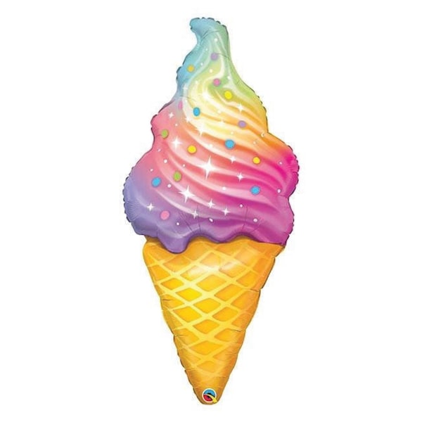 45" Rainbow Swirl Ice Cream Cone Balloon | Ice Cream Birthday Party | Pool Party | Summer Birthday Party | Party Decorations Balloons