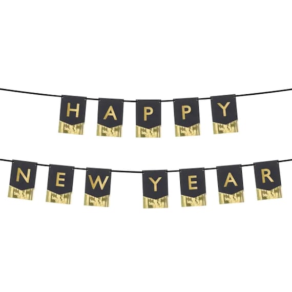 MOVINPE New Years Eve Party Decorations 2025 Black Gold, Happy New Year