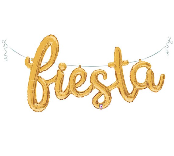 Gold Fiesta Balloon 53" | Fiesta Decorations | Cactus Party Decor | Fiesta Baby Shower | Fiesta Bridal Shower | Cursive Script Balloons Il_570xn