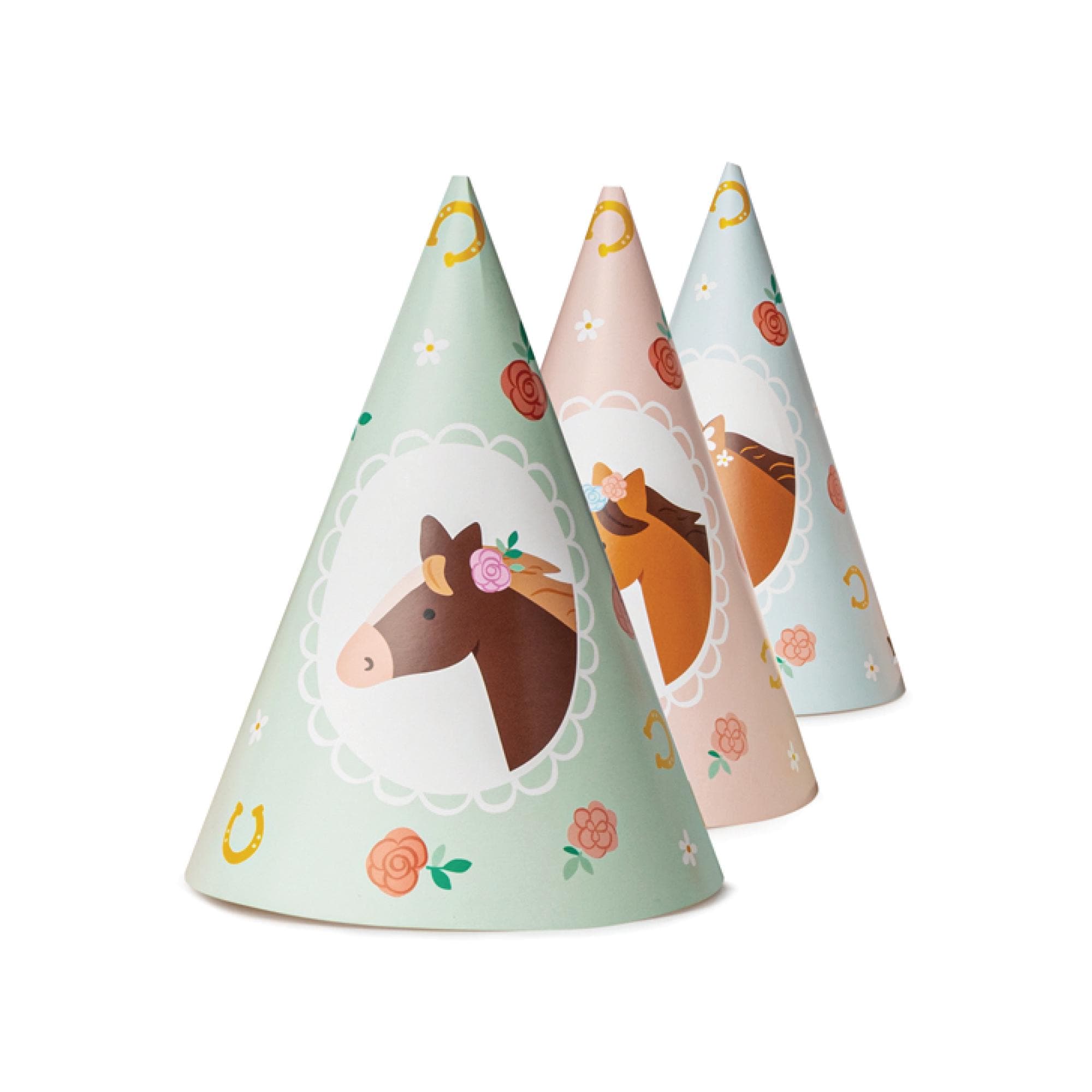 Floral Horse Party Hats 6ct | Pony Birthday Decor | Saddle Up Birthday | Horse Birthday | Pony Party | Off Two The Races Derby Birthday