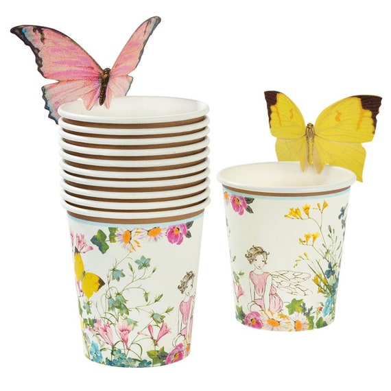 Floral Fairy Butterfly Cups | Fairy Princess Party | Fairytale Baby Shower | Princess Party Decor | Garden Party | Pack of 12 Paper Cups Il_570xn