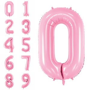 34&quot; Pastel Pink Giant Number Balloon 0-9 | Number Balloons for Girl Birthday Party | Graduation Balloon Backdrop | Anniversary Party Decor