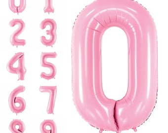 34" Pastel Pink Giant Number Balloon 0-9 | Number Balloons for Girl Birthday Party | Graduation Balloon Backdrop | Anniversary Party Decor