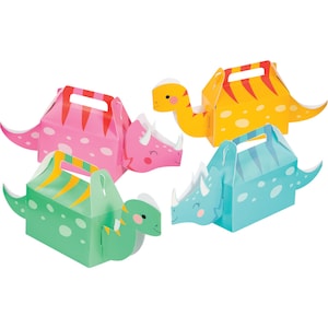 Mädchen Dinosaurier Geschenkschachteln 4ct | Mädchen-Geburtstagsfeier | Rosa Dinosaurier Dekor für Mädchen | Drei Rex Leckerli-Boxen | Dino Babyparty