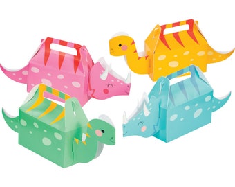 Girl Dinosaur Favor Boxes 4ct | Girl Birthday Party | Pink Dinosaur Decor for Girls | Three Rex Treat Boxes | Dino Baby Shower