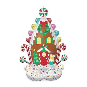 AirLoonz Gingerbread House Balloon 51&quot; | Kid Christmas Party | Gingerbread Man Christmas Decoration | Christmas Birthday | Christmas Balloon