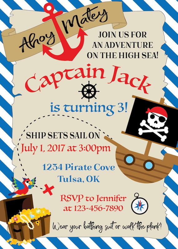 Carte invitation anniversaire pirate