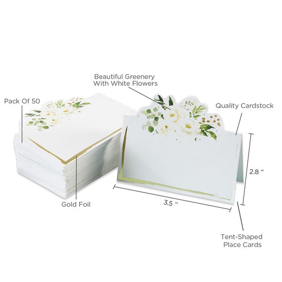 Botanical Garden Tent Place Card (Set of 50) | Botanical Wedding Reception | Wedding Decor | English Garden Wedding | Garden Wedding Theme Il_570xn