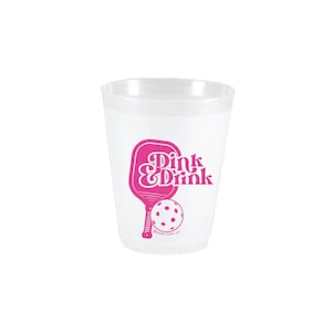 Pink Dink & Drink Pickleball Frosted Plastic Cups 10ct | Pickleball Birthday | Pickleball Cups | Pickleball Party | Pickleball Bachelorette