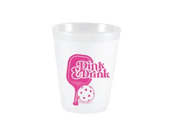 Pink Dink & Drink Pickleball Frosted Plastikbecher 10ct | Pickleball Geburtstag | Pickleball Tassen | Pickleball Party | Pickleball Bachelorette