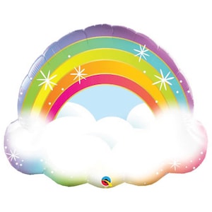 Rainbow Cloud Foil Balloon 32&quot; | Rainbow Baby Shower Decorations | Unicorn First Birthday Party | Girl Birthday Party Decor | Photo Backdrop