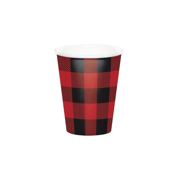 Buffalo Plaid Party Cups 8ct | Lumberjack Birthday Party | Woodland Baby Shower | Bear Baby Shower | Summer Picnic Il_570xn
