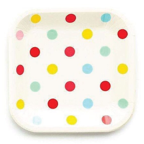 Hip Hip Hooray Polka Dot Lunch Plates 8ct | Happy Birthday Party Decorations | Colorful Birthday Plates | Assorted Large Plates Il_570xn