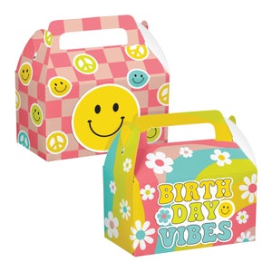 Flower Power Birthday Favor Boxes 4ct | Groovy One | Two Groovy Birthday Treat Boxes | Daisy Baby Shower | Hippie Party | Five is a Vibe