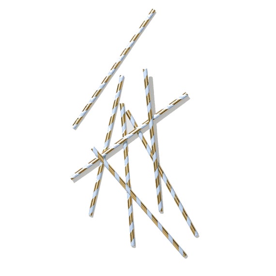 Pale Blue & Gold Striped Straws 25ct | Boy Birthday Party | Boy Baby Shower | Dinosaur Baby Shower | Three Rex Birthday Il_570xn
