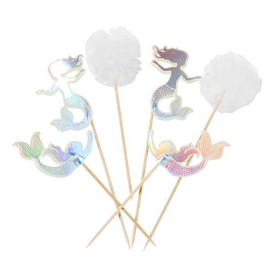 Mermaid Cupcake Toppers | Mermaid Birthday Party | Mermaid Party Decorations | Iridescent Mermaid |Girls Birthday | Pack of 12 Toppers Il_570xn