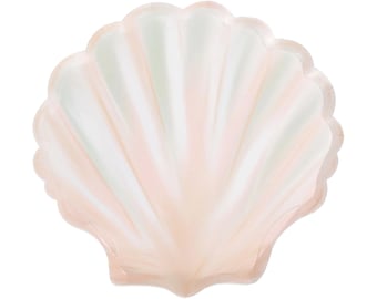 Shell Dessert Plates 8ct – Coastal Party Plates, Mermaid Theme