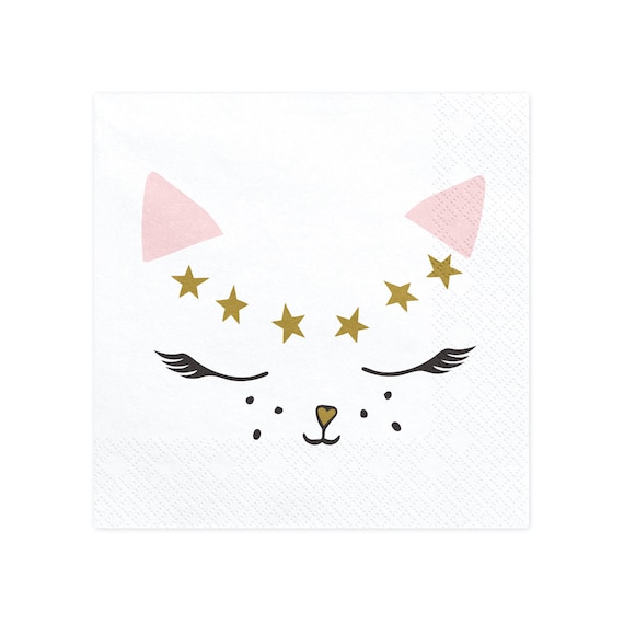 Kitty Cat Party Napkins | Cat Birthday Party | Cat Party Decor | Kitten Theme Party | Pink Halloween Party | Pack of 20 Napkins Il_570xn