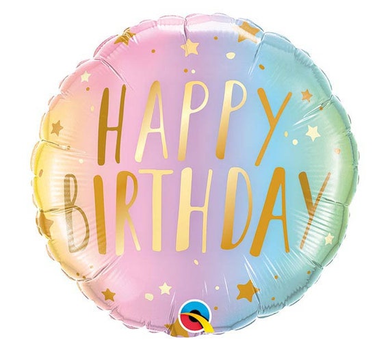 Pastel Ombre Happy Birthday Balloon 18" | Rainbow Birthday Party Decor | Unicorn First Birthday | Girls Birthday | Milestone Birthday Il_570xn