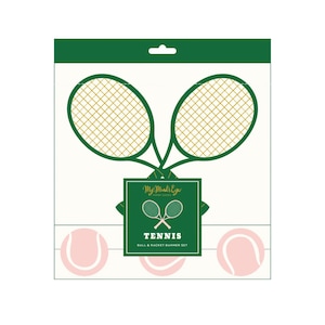 Racket and Ball Banner Set 2ct | Tennis Party Banner Set | Tennis Garland | Tennis Birthday Party Decor | Sports Theme Party | Preppy Tennis