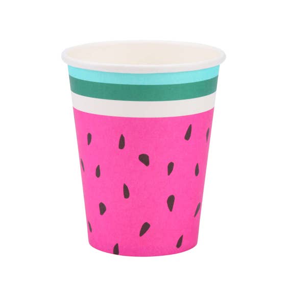 Watermelon Paper Cups 9oz | Watermelon Birthday Party | One In A Melon First Birthday | Two-tti Frutti Birthday | Pack of 10 Party Cups Il_570xn