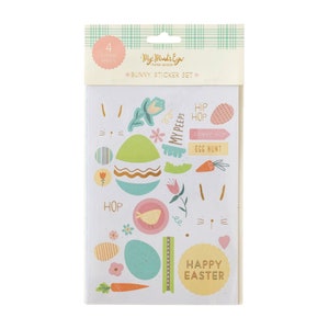 Frohe Ostern Stickerbögen 4ct | Oster Gastgeschenke | Ostern Geburtstag Aktivitäten | Osterhasen Sticker | Osterkörbchen für Kinder