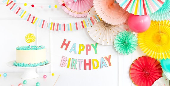 Hip Hip Hooray Happy Birthday Banners | Happy Birthday Party Decorations | Colorful Happy Birthday Garland | Kid & Adult Birthday Decor Il_570xn