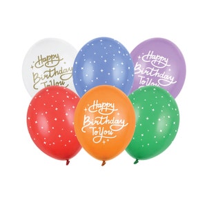 Multicolor Happy Birthday Balloon Bouquet 6ct | Rainbow Birthday Latex Balloons | First Birthday Balloons | Kid & Adult Birthday Decorations